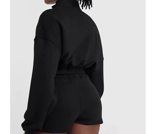 2025 conception personnalisée vêtements de sport pour femmes mode décontracté hiver haut court à capuche et survêtements de survêtement tricotés - Product Image 6