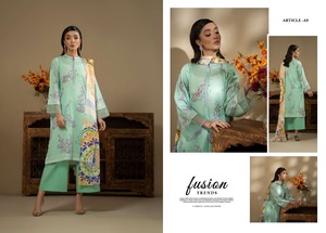 Costumes d'été élégants en coton pour femmes col en V grande taille Shalwar Kameez et robe de Faisalabad - Product Image 2