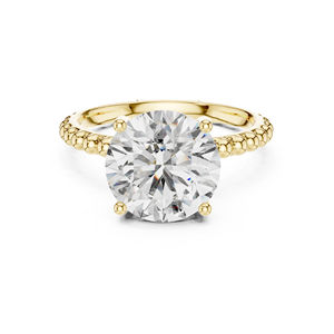 Bague de mariage pour femme en or jaune 14 carats avec diamant rond de 2,8 carats cultivé en laboratoire, style vintage |   Certifié IGI - Product Image 1