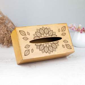 Caja de pañuelos de madera esmaltada de diseño personalizado al por mayor, dispensador decorativo de pañuelos para branding y venta minorista - Product Image 6