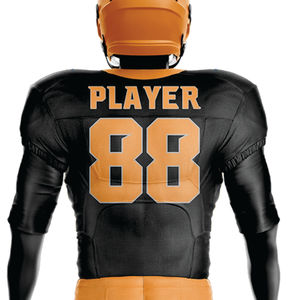 Uniforme de fútbol americano sublimado para hombre, transpirable, 100% poliéster, negro, naranja, aparejos, sarga, equipo, pantalones cortos de Jersey - Product Image 3