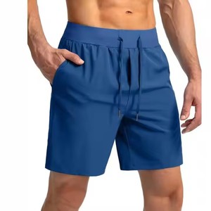 Pantalones cortos para correr de secado rápido personalizados para hombre, cordón corto de estilo informal de Color sólido con posición frontal del logotipo - Product Image 1