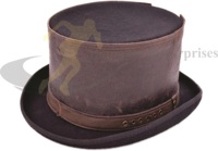 Chapeau haut de forme steampunk en feutre de laine noir personnalisé par un fabricant de premier plan pour adultes, décontracté en plein air, fête, quatre saisons, cuir uni