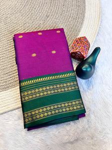 ผ้าไหมอaura สำหรับผู้หญิง สวยงาม พร้อมงานปักดิ้นทองและขอบตัดสี มีสินค้าในสต็อกในอินเดีย - Product Image 2