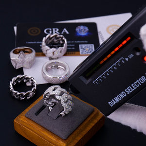 现成现货批发男士珠宝925纯银全冰镇VVS Moissanite钻石男士嘻哈戒指 - Product Image 2