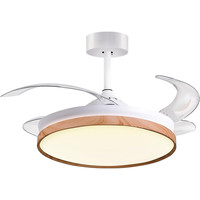Ventilador de Techo COSMOS Acabado Madera Blanca-Motor DC y Aspas Desplegables-Luz LED de 36W con MEMORIA (3000K, 4000K, 6500k)
