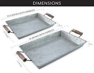 Ensemble de luxe de 2 plateaux de service rectangulaires en fer, finition dorée élégante, plateaux décoratifs et utilitaires - Product Image 3