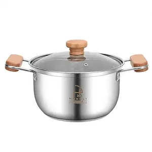 SS44 Hersteller Hot Selling Edelstahl 304 Kochgeschirr Langlebige Kochtöpfe Suppe & Suppen topf Auflauf Suppen topf mit Glas deckel