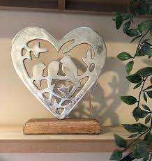 Metal Heart Ornament With Multi Hearts on Wooden Base the Home & Hearts Shop Rustic Metal Heart Gift Heart <b>Decoration</b> - Product Image 3