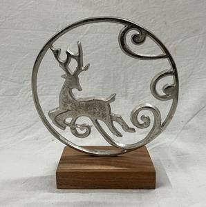 High Quality <b>Christmas</b> Decorations Aluminum <b>Tree</b> Ornaments with <b>Wooden</b> Base Trendy Metal Articles for Festive Decor - Product Image 2