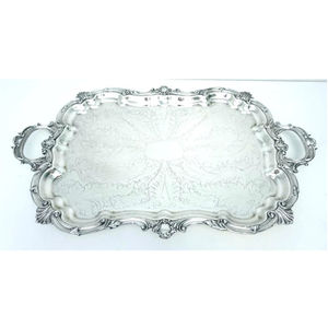 Plateau de service exclusif en laiton massif Design tendance Taille de forme personnalisée idéale pour les ustensiles de cuisine Plateau alimentaire en aluminium avec poignées - Product Image 3