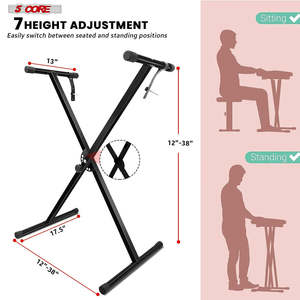 5 Core Keyboard Stand Piano <b>Bench</b> Combo Adjustable Key Board Stands 2" Padded Musician Chair Set - Product Image 2