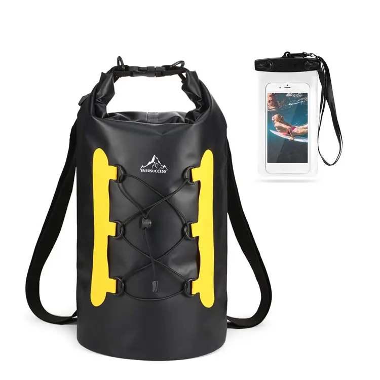 Kayaking sörf yüzme Rafting telefon özel OEM RPET geri dönüşümlü rulo üst paketi çuval 15L su geçirmez su geçirmez çantalar