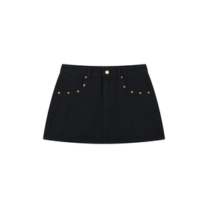 Women's Vintage Distressed Studded Denim Mini <b>Skirt</b> Plus Size Sexy <b>Patchwork</b> - Product Image 1
