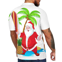 Chemise polo pour homme, coupe ajustée, manches courtes, 100% coton, impression par sublimation, polos de Noël