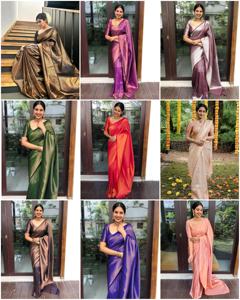 Dazzling Traditional Winter Bollywood Silk <b>Saree</b> Hand Embroidery Sequin Detailing Wrinkle Free Sun Protection <b>for</b> Wedding - Product Image 6