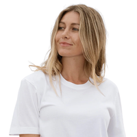 T-shirt blanc court à col rond pour femme, 100% coton biologique de luxe, pré-rétréci, certifié GOTS, doux, respirant et de qualité supérieure