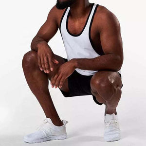 เสื้อกล้ามโพลีเอสเตอร์ผ้าฝ้ายแห้งเร็วระบายอากาศดีสำหรับเล่นยิมฟิตเนสเสื้อไฮสตรีทลำลองสีพื้น - Product Image 3