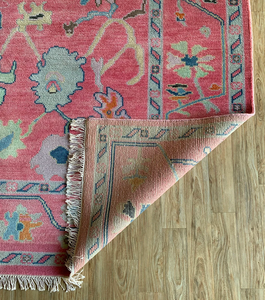 Tapis Oushak Moderne du Fabricant Indien Tapis Design Antique Oriental Nouveaux Noeuds Turcs Vintage Colorés Tapis Noués À La Main - Product Image 4