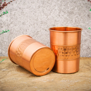 Gobelet en verre et cuivre 100% artisanal, écologique, anti-fuite, logo personnalisé classique, pour la maison, le restaurant, les fêtes, boisson à l'eau, métal - Product Image 2