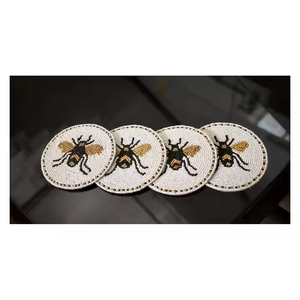 2025 Newest Beaded Coaster Houseflies Hand Embroidered Wedding Dining <b>Table</b> Decoration Kitchen Accessories Dinnerware Coasters - Product Image 1