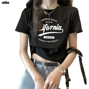 Nueva camiseta reflectante con estampado personalizado para mujer con logotipo bordado, gráfico y decoración de botones disponible a granel - Product Image 2