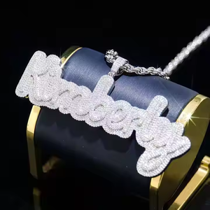 Bijoux Hip Hop de Haute Qualité Logo Personnalisé Plaqué Or Argent Sterling 925 VVS Moissanite Glacé Lettre Initiale Pendentif pour Hommes - Product Image 5