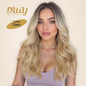 Clearance Sale on Zoe H-DWY 10 Inch Glueless Synthetic Lace Front T Part Water Wavy Blonde <b>Wig</b> Small Cap Size Transparent Lace - Product Image 1