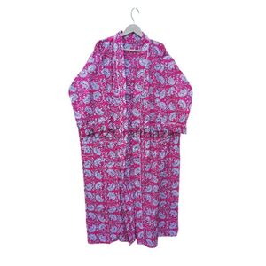 Kimono de mujer con estampado de bloque Floral rosa claro hecho a mano, camisón de verano, regalo perfecto, cintura elástica de algodón más vendida - Product Image 5