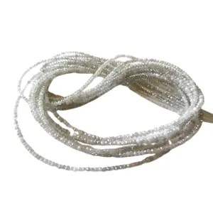 Collar de cadena de cuentas facetadas de diamante, Color blanco Natural, suelto, para fabricación de joyas, precios al por mayor - Product Image 1