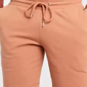 Short de course d'été décontracté pour hommes et femmes 100% Cotton French Terry Drawstring Waist Plain Color with Leopard Pattern - Product Image 5