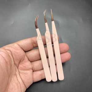 Pince à cils nude de qualité chirurgicale en acier inoxydable à poignée diamantée Pince à cils 90 45 degrés Pince à cils droite - Product Image 3