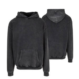 Sweat à capuche personnalisé pour hommes, délavé à l'acide, Streetwear, pull en coton éponge français lourd, capuche courte surdimensionnée brodée sans ficelles - Product Image 1