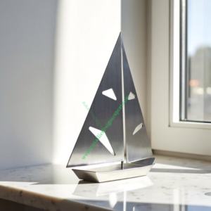 Sculpture de voilier moderne en acier inoxydable poli Accent nautique noir argent décor de bureau à domicile en aluminium mobile en gros - Product Image 6