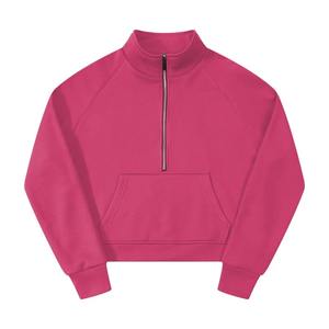 เสื้อสเวตเชิ้ตผู้หญิงสีพื้น แขนยาว คอตั้ง สวมใส่สบาย ทรงหลวม ซิปครึ่งตัว เหมาะสำหรับฤดูหนาว ฤดูใบไม้ผลิ และฤดูใบไม้ร่วง - Product Image 3