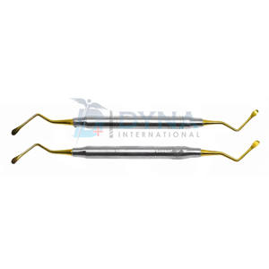 Juego de instrumentos quirúrgicos dentales manuales de alta calidad de Lucas de 2 puntas doradas Curetas aprobadas por la CE - Product Image 2