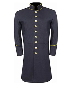 Venta al por mayor de servicio OEM de diseño de invierno de alta calidad Civil nuevo abrigo azul con ribete amarillo - Product Image 5