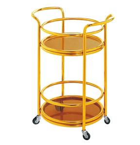 Offre Spéciale Chariot de barre d'or d'acier inoxydable de chariot de barre de casier à vin en métal de cru de style industriel pour le restaurant à la maison d'hôtel utilisé. - Product Image 2