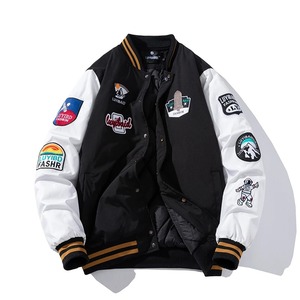 Invierno béisbol americano calle moda Hip Hop estilo lona Varsity chaqueta para hombres mujeres jóvenes de talla grande plumas letras insignias - Product Image 2