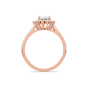 IGI Certified Pear Cut Lab Grown Diamond Halo <b>Split</b> Shank Engagement-Wedding <b>Ring</b> in 9K Yellow / White & Rose Gold - Product Image 4