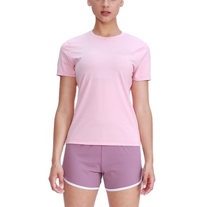 Vente en gros 100% T-shirts pour femmes noirs respirants à manches courtes en coton sérigraphie personnalisable vêtements de sport d'été - Product Image 4