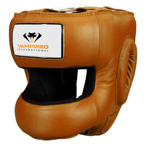 Alta calidad al por mayor personalizado de cuero de vaca Protector de cara completa MMA Boxeo Head Guard Taekwondo HSVI Engranaje De Cabeza - Product Image 2