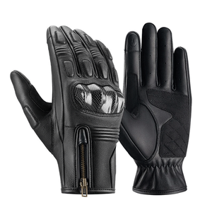 Real Leather Men's Motorbike Gloves Zip Closure Black Touch Screen Winter Racing Wear Custom Team for Auto Racing Motorcycle Use - Product Image 1