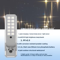 Farola Solar LED Todo en Uno de Alto Lumen, IP65, Aluminio Fundido a Presión, Luminaria para Exteriores de Alta Eficiencia