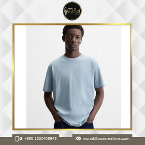 Camiseta con cuello redondo para hombre, logotipo personalizado, alta calidad, 100% algodón, peso pesado, antiarrugas, manga corta, ajuste Regular, mayorista - Product Image 2