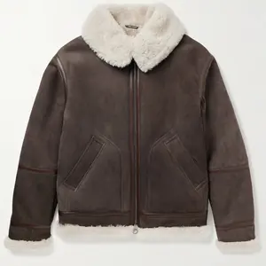 Mode épais daim tissu avec sherpa veste hommes hiver chaud décontracté extérieur veste Streetwear veste 2024