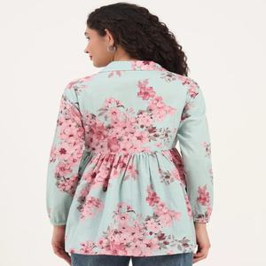 Nouvelle robe midi en coton à imprimé floral bleu, col carré, 100% coton, séchage rapide et écologique, tenue décontractée d'été pour la plage - Product Image 6