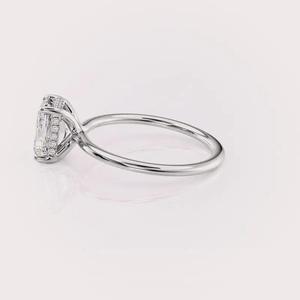 IGI Certified Radiant Cut Lab Grown Diamond Engagement <b>Ring</b> Solid 925 Sterling <b>Silver</b> Hidden Halo <b>Solitaire</b> <b>Ring</b> - Product Image 2