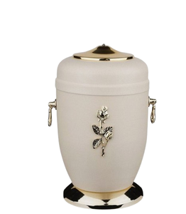 Precio asequible, urna con acabado de esmalte blanco, fabricante de urnas de cremación de metal, urna funeraria para ceremonia funeraria - Product Image 2