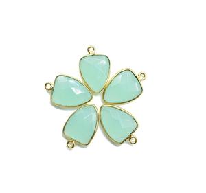 Colgante de bisel de Calcedonia Aqua, Plata de Ley 925, forma de triángulo hecha a mano, accesorios de joyería chapados en plata Vintage para hacer - Product Image 3